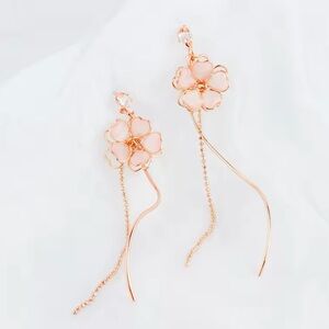 Rose Gold Floral Cubic Zirconia Earrings